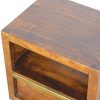 Mango Hill 1 Drawer Chestnut Bedside with Gold Pull Out Bar Mango Hill 1 Drawer Chestnut Bedside with Gold Pull Out Bar