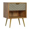 Mango Hill 1 Drawer Nordic Style Sleek Cement Bedside with Brass Inlay