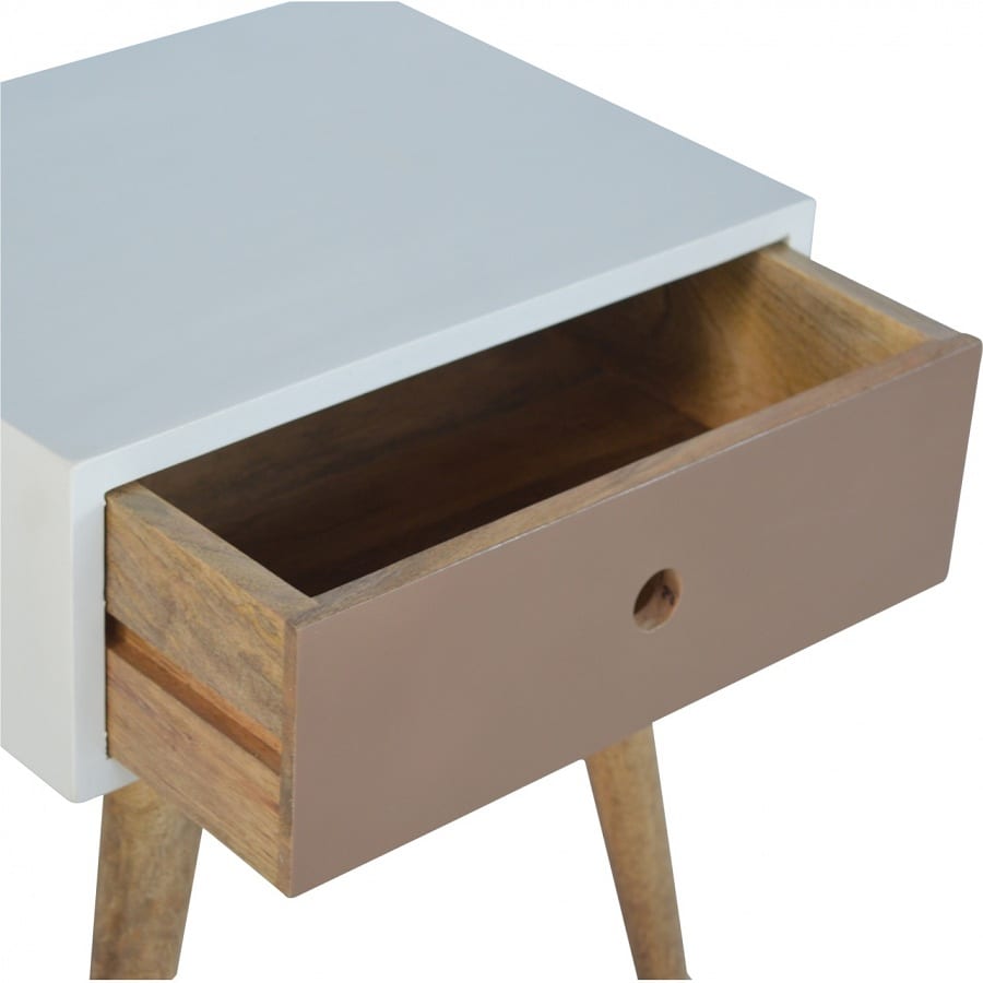Mango Hill 1 Drawer Painted Nordic Style Bedside With Round Cut-Out
