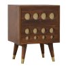 Mango Hill 2 Drawer Chestnut Nordic Style Bedside with Brass Inlay Mango Hill 2 Drawer Chestnut Nordic Style Bedside with Brass Inlay