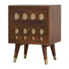 Mango Hill 2 Drawer Chestnut Nordic Style Bedside with Brass Inlay Mango Hill 2 Drawer Chestnut Nordic Style Bedside with Brass Inlay