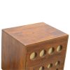 Mango Hill 2 Drawer Chestnut Nordic Style Bedside with Brass Inlay Mango Hill 2 Drawer Chestnut Nordic Style Bedside with Brass Inlay