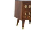 Mango Hill 2 Drawer Chestnut Nordic Style Bedside with Brass Inlay Mango Hill 2 Drawer Chestnut Nordic Style Bedside with Brass Inlay