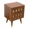 Mango Hill 2 Drawer Chestnut Nordic Style Bedside with Brass Inlay Mango Hill 2 Drawer Chestnut Nordic Style Bedside with Brass Inlay