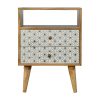 Mango Hill 2 Drawer Geometric Screen-Printed Bedside with Open Slot