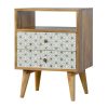 Mango Hill 2 Drawer Geometric Screen-Printed Bedside with Open Slot
