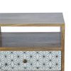 Mango Hill 2 Drawer Geometric Screen-Printed Bedside with Open Slot