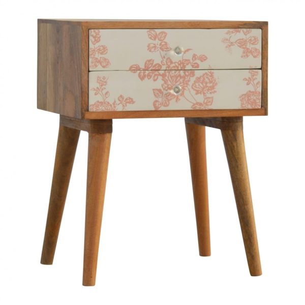 Mango Hill 2 Drawer Pink Floral Screen-Printed Bedside