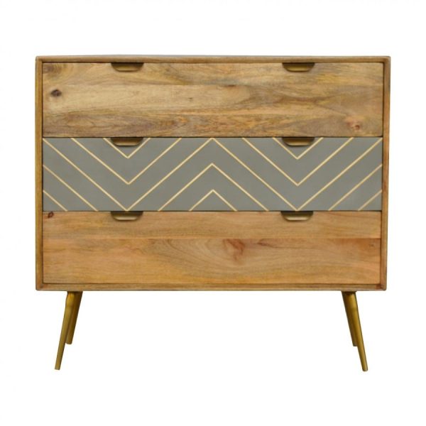 Mango Hill 3 Drawer Nordic Style Sleek Cement Chest with Brass Inlay