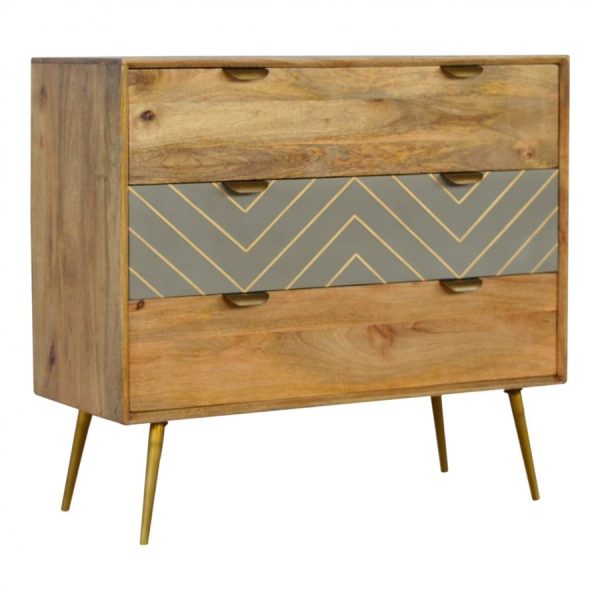 Mango Hill 3 Drawer Nordic Style Sleek Cement Chest with Brass Inlay