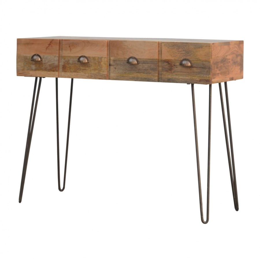 Mango Hill 4 Drawer Console Table With Iron Base