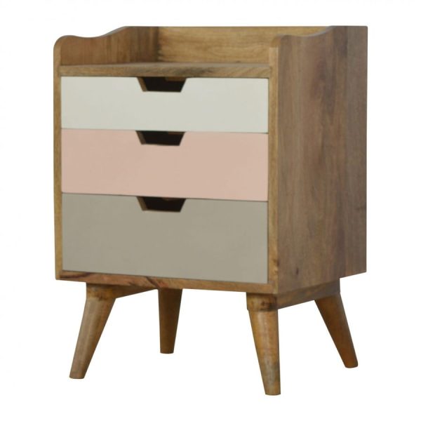Mango Hill Blush Pink Gradient 3 Drawer Hand-Painted Bedside
