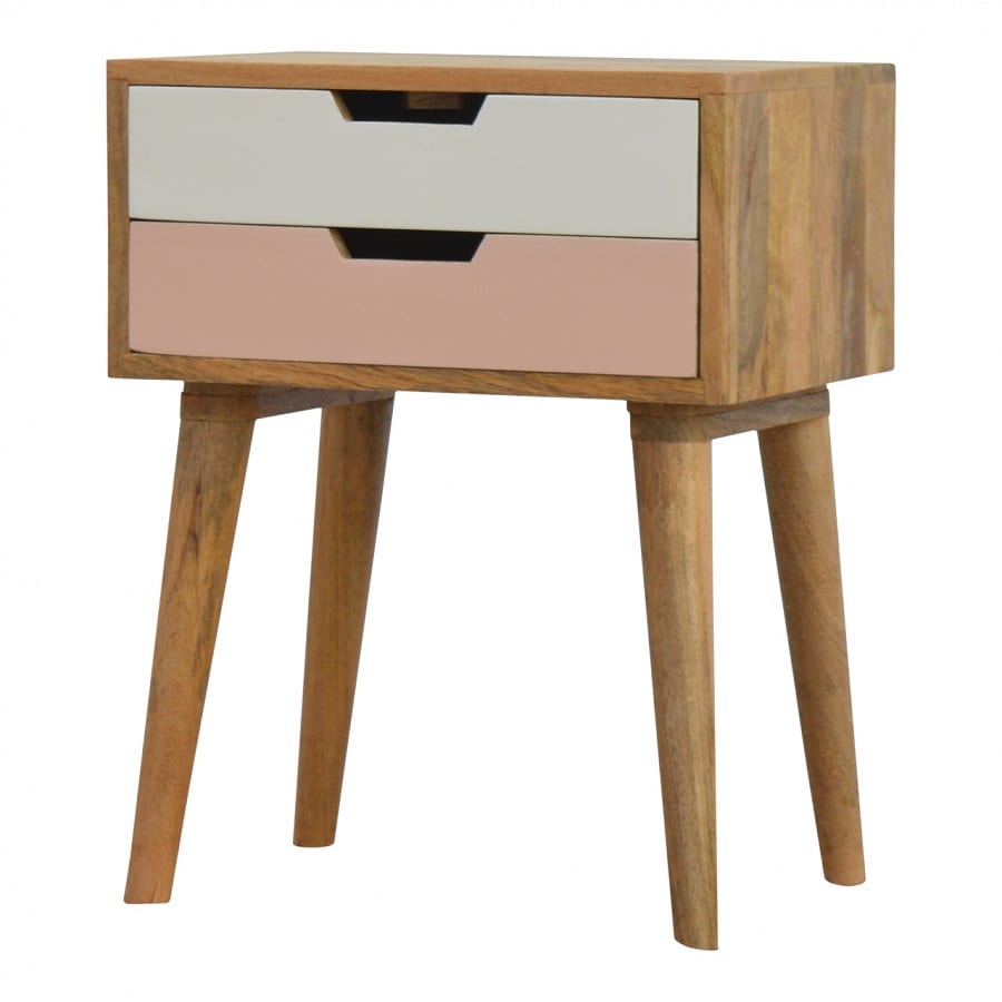 Mango Hill Blush Pink and White 2 Drawer Hand Painted Bedside