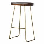 Mango Hill Golden Iron Base Stool with Chunky Wooden Top