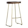Mango Hill Golden Iron Base Stool with Chunky Wooden Top