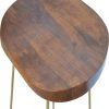 Mango Hill Golden Iron Base Stool with Chunky Wooden Top