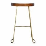 Mango Hill Golden Iron Base Stool with Chunky Wooden Top