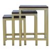 Mango Hill Golden Stool Set of 3 With Chunky Wooden Top Mango Hill Golden Stool Set of 3 With Chunky Wooden Top