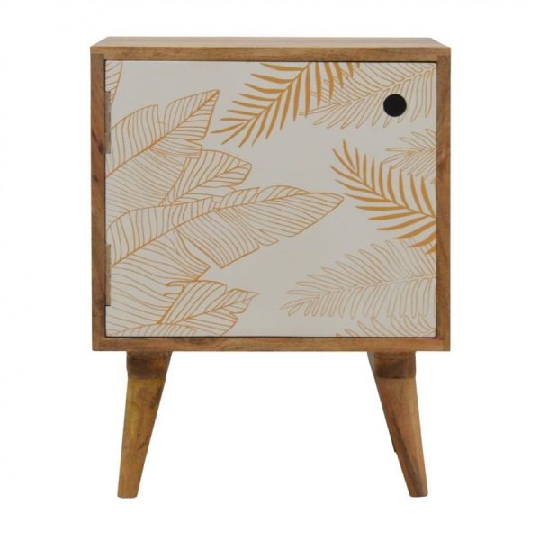 Mango Hill Leaf Screen-Printed Door Front Bedside with Cut-Out Slot