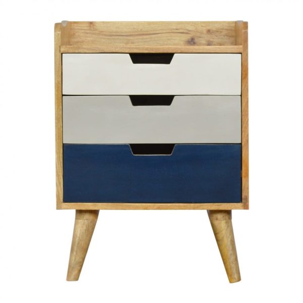Mango Hill Navy Gradient 3 Drawer Hand-Painted Bedside