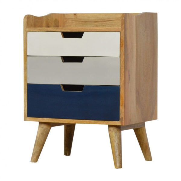 Mango Hill Navy Gradient 3 Drawer Hand-Painted Bedside