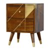Mango Hill Nordic Style Chestnut Bedside with Gold Detailing