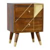 Mango Hill Nordic Style Chestnut Bedside with Gold Detailing