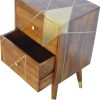 Mango Hill Nordic Style Chestnut Bedside with Gold Detailing
