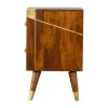 Mango Hill Nordic Style Chestnut Bedside with Gold Detailing