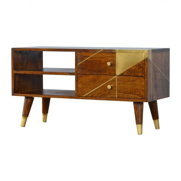 Mango Hill Nordic Style Media Unit with Gold Detailing