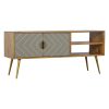 Mango Hill Open Nordic Style Media Unit with 2 Cement Brass Inlay Doors Mango Hill Open Nordic Style Media Unit with 2 Cement Brass Inlay Doors