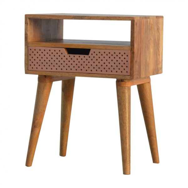 Mango Hill Perforated Copper Front Bedside Table