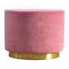 Mango Hill Round Dusty Pink Velvet Footstool with Gold Base