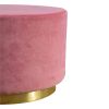 Mango Hill Round Dusty Pink Velvet Footstool with Gold Base
