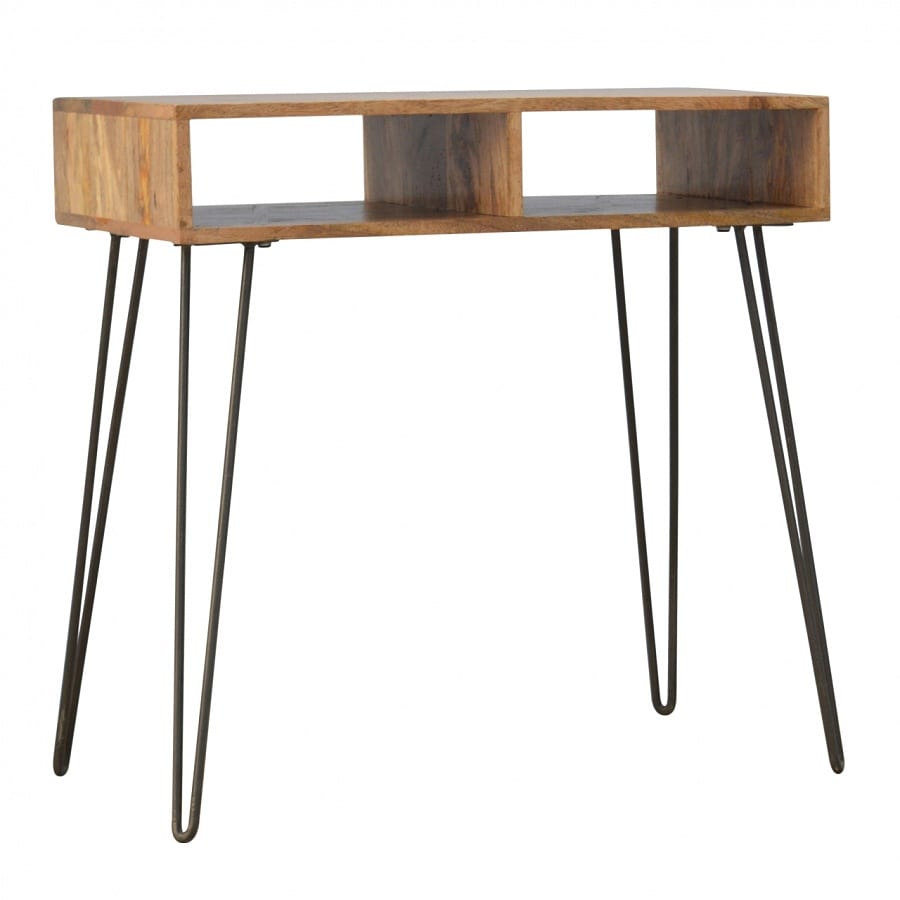 Mango Hill Solid Wood Iron Base Writing Desk with Stool
