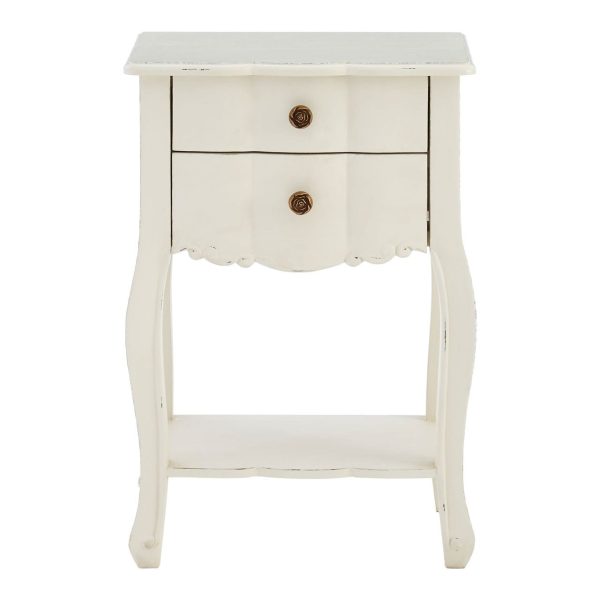 Bourges 2 Drawer White Bedside Table