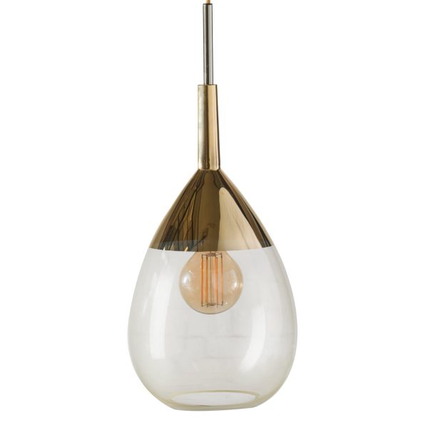 Lute Pendant Lamp, Alabaster / Gold, 49cmH