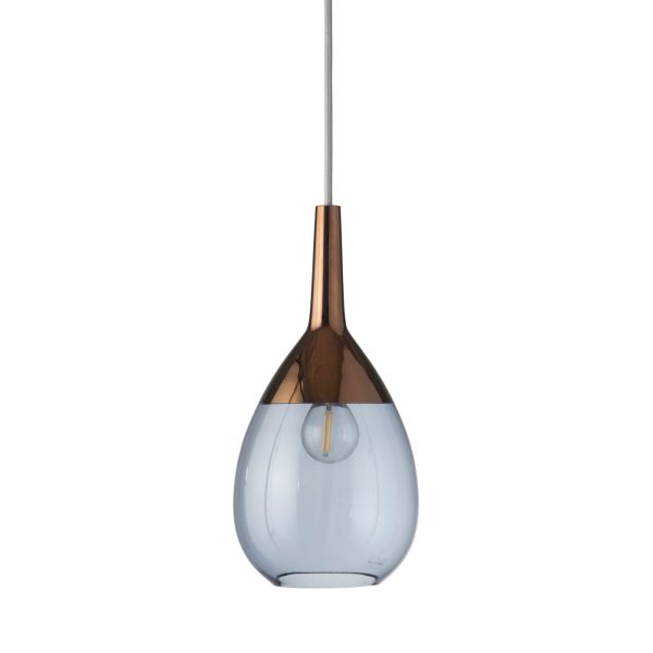 Lute Pendant Lamp, Blue / Copper, 27cmH