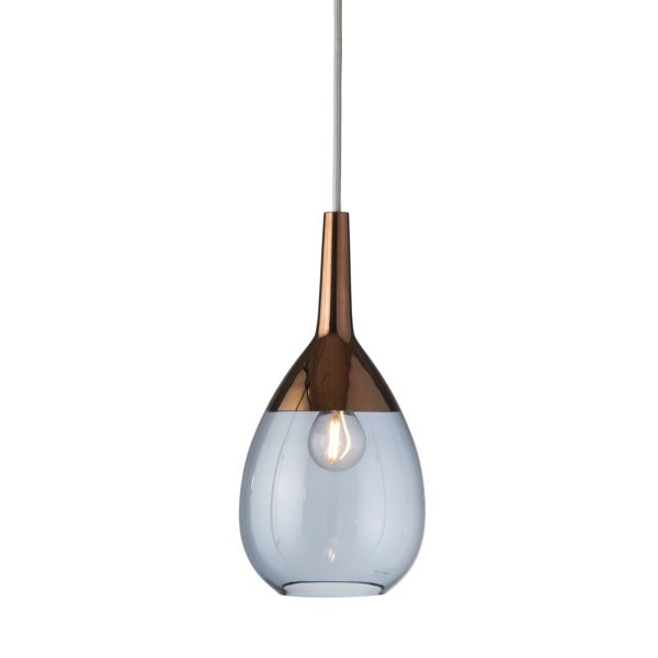 Lute Pendant Lamp, Blue / Copper, 27cmH