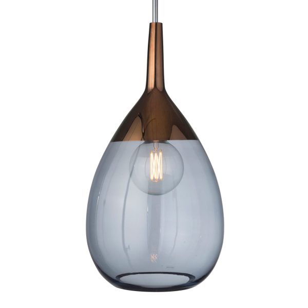 Lute Pendant Lamp, Blue / Copper, 70cmH