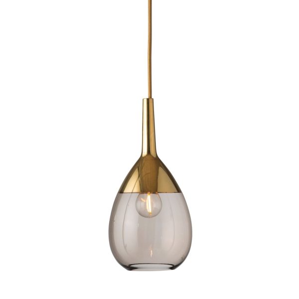 Lute Pendant Lamp, Chestnut Brown / Gold, 27cmH