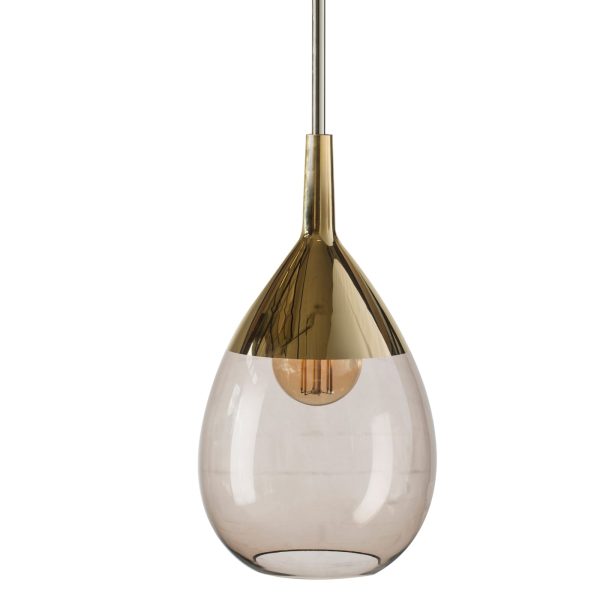 Lute Pendant Lamp, Chestnut Brown / Gold, 49cmH