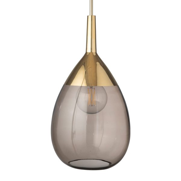 Lute Pendant Lamp, Chestnut Brown / Gold, 70cmH