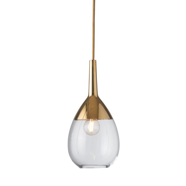 Lute Pendant Lamp, Clear / Gold, 27cmH