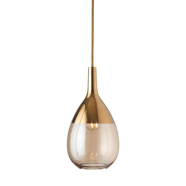 Lute Pendant Lamp, Golden Smoke / Gold, 27cmH