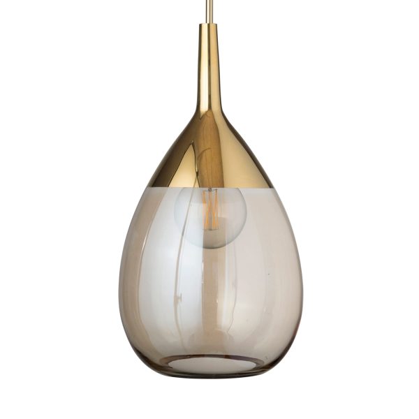 Lute Pendant Lamp, Golden Smoke / Gold, 70cmH