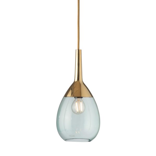 Lute Pendant Lamp, Green / Gold, 27cmH