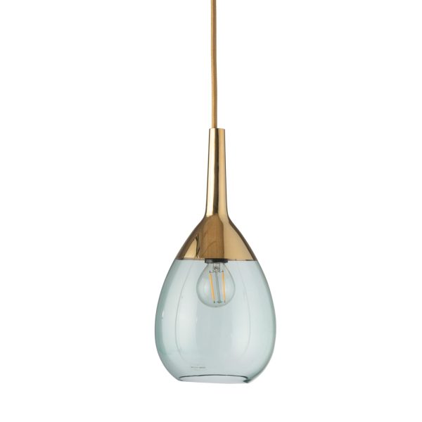 Lute Pendant Lamp, Green / Gold, 27cmH