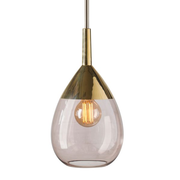 Lute Pendant Lamp, Obsidian / Gold, 49cmH