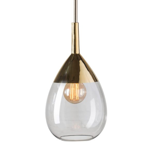 Lute Pendant Lamp, Smokey Grey / Gold, 49cmH